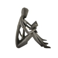 Sculpture abstraite en fonte, couple d'amoureux lisant un livre, figurine en métal, décoration de table, ornement romantique, cadeau d'anniversaire