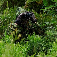 Costume de tireur d'élite camouflage vert uni Poncho Ghillie tactique extérieur respirant pour la chasse d'hiver Ensemble de printemps avec aveugle et Ghillie