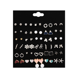 Korean Style Fashionable Heart <b>Earring</b> Set 30 Pairs Pearl Leaf Design Gift Jewelry Zinc Alloy Steel <b>Posts</b> - Product Image 1
