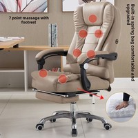 Chaise de bureau confortable à dossier haut ergonomique pivotante inclinable, chaise de direction en cuir noir avec repose-pieds