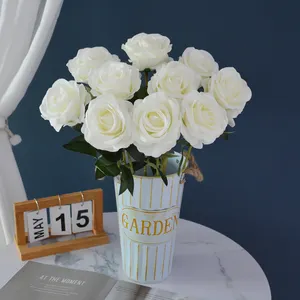 Vente en gros Offre Spéciale longue tige fleurs en soie rose blanche décoration de mariage décoration longue tige rose