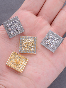 Hot Bán New 20Mm Kim Loại Vuông Nút Với Rhinestone Vàng Nút Tùy Chỉnh Biểu Tượng Thương Hiệu Cho Thiết Kế Quần Áo - Product Image 3