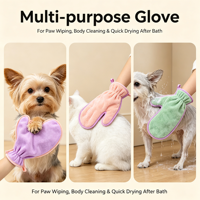 Gant de nettoyage pour pattes d'animaux en microfibre, Gant absorbant pour sécher les animaux, Gant de bain portable de couleur unie pour animaux, Vente en gros