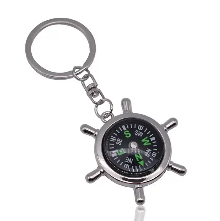 Zinc Alloy Keychain Creative Practical Small Gift Steering Mini Wheel Compass