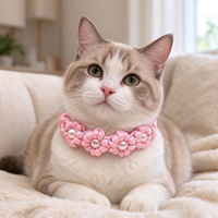 Collier pour chien en crochet fleuri, perles pour chat, réglable, polyester léger, durable, 30 à 45 cm, rose, violet, jaune, petit