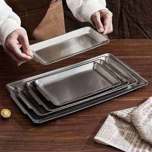 Padella da Buffet retrò Hotel rettangolare 304 moderni piatti in acciaio inossidabile piatti da forno in argento - Product Image 1