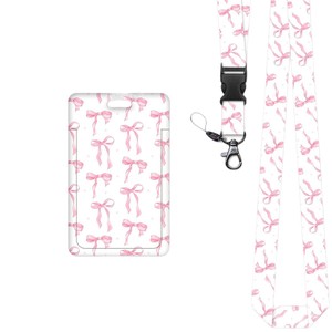 Wholesale of cross-border pink bow name tag card <b>holders</b>, double-sided UV detachable lanyard, medical and office <b>ID</b> card - Product Image 5