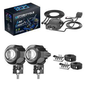 Dxz <span class=keywords><strong>Kit</strong></span> 1LED xe máy Spotlight lắp ráp chạy ánh sáng xe máy Đèn pha nhấp nháy màu trắng và màu Vàng hai màu sương mù đèn pha - Product Image 1