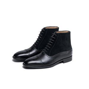 Botas Oxford de Plataforma con Punta Cuadrada de Cuero Genuino Estilo Retro Británico para Hombre, Zapatos de Tobillo Multifuncionales para Oficina, Nueva Colección de Primavera - Product Image 5