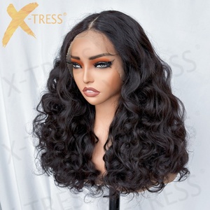 X-Tress 99J Burgundy 4*13 Lace Front <strong>Wigs</strong> Silk Straight <strong>Wigs</strong> Glueless <strong>Short</strong> Bob Mixed Human Hair <strong>Wigs</strong> for Black Women - Product Image 2