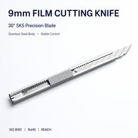 Couteau utilitaire 9 mm pour la découpe de film teinté et de vinyle, manche en acier inoxydable, corps fin, outil de précision pour les ateliers de teinture