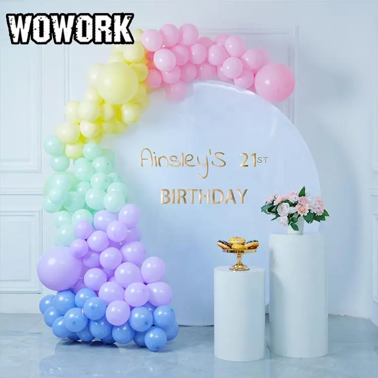 Wowork Fushun ซุ้มแต่งงานโลหะทรงกลมทำจากโลหะติดผนังลายดอกไม้สำหรับตกแต่งงานปาร์ตี้