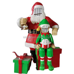 Usine populaire fait à la main vie grande décoration de noël traîneau <span class=keywords><strong>du</strong></span> père noël avec sculpture de renne produits en fibre de verre - Product Image 5