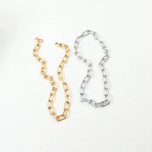 大胆なY2K風チャンキー長方形リンクチェーンチョーカーネックレス レディース用 大胆なステートメント ゴールドメッキステンレススチール ゴシックネックレス - Product Image 5