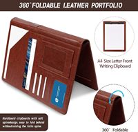 Porte-cartes de poche en faux cuir PU végétalien d'affaires stockage de documents Folio pliable portefeuille presse-papiers dossier avec bloc-notes