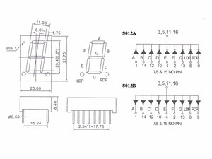 Houkem 8012 bsr 0.8 inch Red <span class=keywords><strong>7</strong></span> đoạn <span class=keywords><strong>LED</strong></span> hiển thị với <span class=keywords><strong>16</strong></span> pins Loại sản phẩm <span class=keywords><strong>LED</strong></span> hiển thị - Product Image 4