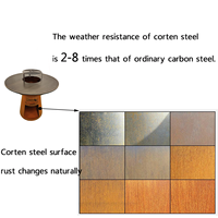 Gril rond en acier corten portable de haute qualité pour foyer de jardin extérieur et combustible de cuisson utilisé pour le bois de chauffage