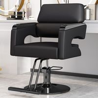 Chaise de coiffure de salon de luxe haut de gamme, chaise de barbier réglable en cuir PU noir pour salon de coiffure