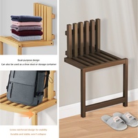 Tabouret mural pliable en bambou et banc invisible pour entrée/porte et salle de sport - Design minimaliste moderne