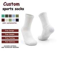 Chaussettes de sport rembourrées, respirantes et douces, pour la course à pied, blanches et noires, vente en gros d'usine, logo et motif personnalisés
