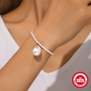 Pulsera de Plata de Ley S925 con Perlas de Agua Dulce Irregulares, Joyería de Moda para Mujer, Ideal para Fiestas - Product Image 3
