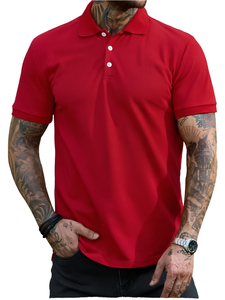 <span class=keywords><strong>Chemise</strong></span> classique à manches courtes pour homme, motif feuille d'érable brodée, col rabattu, 3 boutons, style décontracté chic, pour la Fête du Canada - Product Image 1