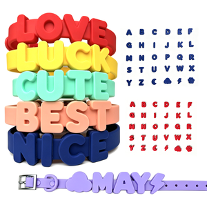 Collares Personalizados para Mascotas, Perros y Gatos, con Letras Deslizantes de Silicona, Etiqueta con <span class=keywords><strong>Nombre</strong></span>, Impermeable, de Grado Alimenticio, Ajustable, Etiqueta de Identificación Silenciosa - Product Image 1