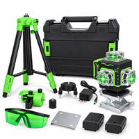 DERUIDA Niveau laser 4D 16 lignes vert auto-nivelant 360° avec récepteur, niveau laser rotatif professionnel pour extérieur