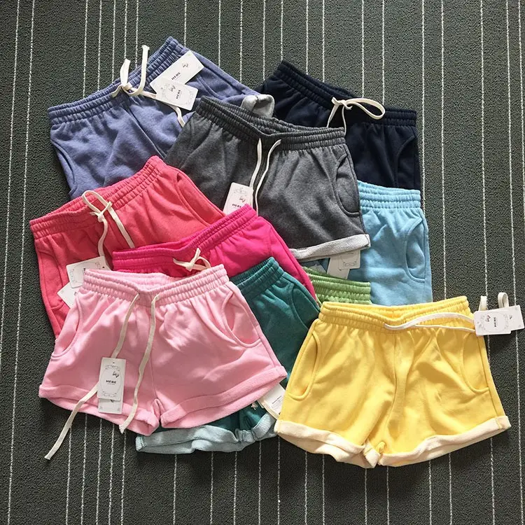 Shorts solto de suor feminino, shorts de algodão de cores doces, casual, plus size, 4xl