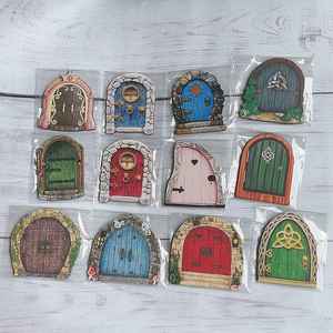 Porte de fée en bois bricolage jardin arbre décor nain elfe porte Figurines décorations maison bois Mini ornements cadeaux de noël pour les enfants - Product Image 3