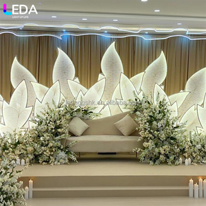 LEDA Custom Luxury Indoor Wedding Party Stage LED <b>Arch</b> Leaf-shaped Metal Large Background for Banquet - Product Image 4