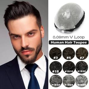 วิกผมแบบมีห่วงรูปตัว V ขนาด0.08มม. สำหรับผู้ชายวิกผมแบบมีลูกไม้ใสสำหรับผู้ชายทำผมเทียมบน AliExpress สำหรับช้อปปิ้งออนไลน์ - Product Image 2