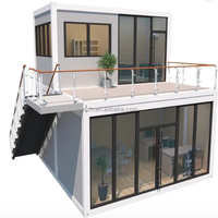 Casa contenedor móvil prefabricada de 2 plantas con casa contenedor portátil de vidrio lista para transportar y vivir
