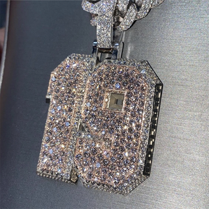 Hip Hop 925 <b>Silver</b> 18K Gold Plated round Brilliant Cut VVS Moissanite GRA Certified Custom Iced out number Pendant shine jewelry - Product Image 4