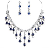 Ensemble de boucles d'oreilles de luxe pour mariage, finition or blanc, vert, bleu, rouge, rubis, diamant, offre spéciale