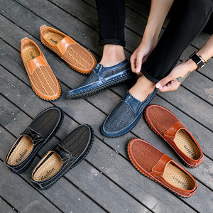 Men Breathable Mesh <b>Slip</b> On Sandals Closed Toe Rubber Outsole Casual Summer Shoes Genuine Leather Lining Size 50 - Product Image 3
