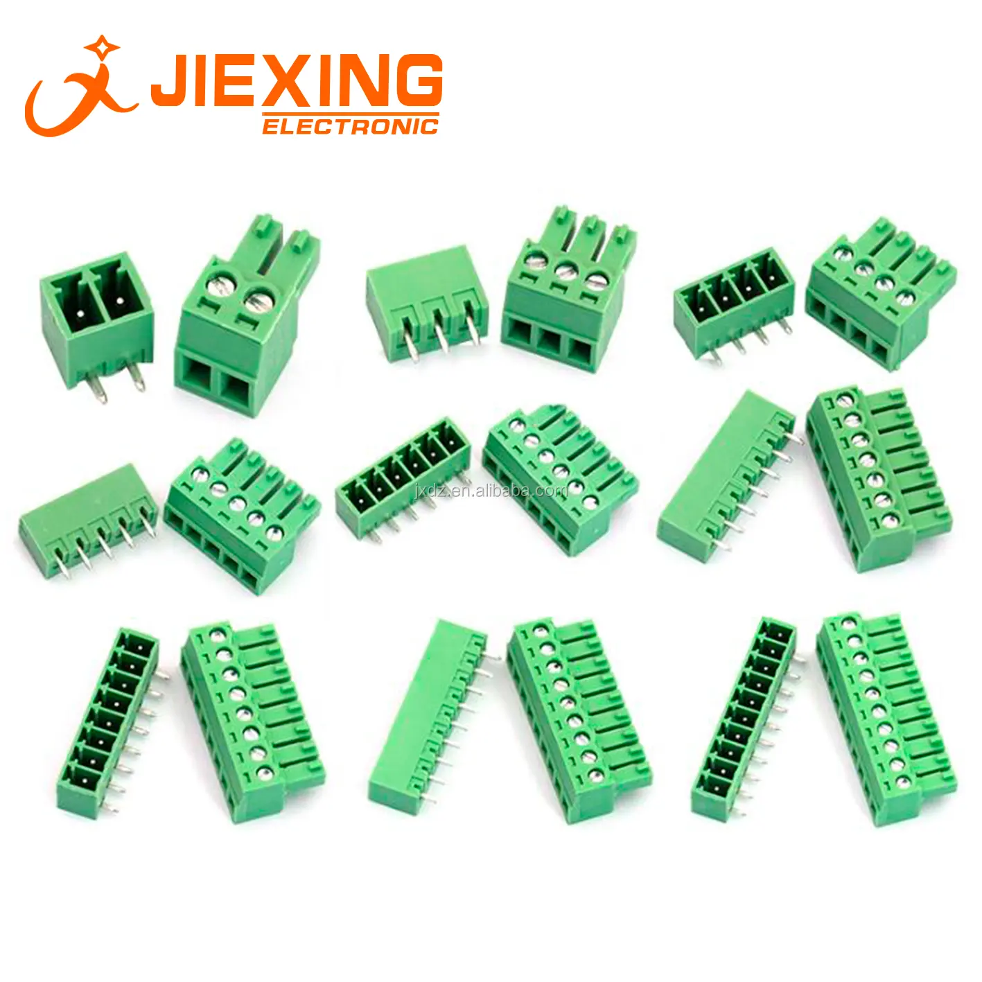 KF2EDG Soket Pin Lurus Melengkung 3.81MM, Blok Terminal Plug-In Pcb 2/3/4/5/6/7/8/9/10/12/14/16P