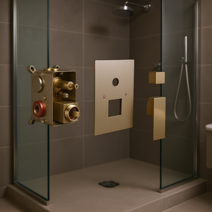Robinet mélangeur de douche à 2 voies en laiton massif, finition brossée, pour montage mural encastré, accessoires de salle de bain - Product Image 2