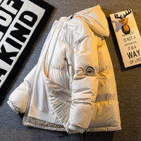 Doudoune Homme Hiver Tendance Américaine Rétro de Marque avec Sensation Haut de Gamme, Doudoune Épaisse et Ample en Duvet de Canard Blanc
