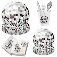 Tout nouveau ensemble de vaisselle Disco Party KTV ensemble de décoration de fête salle de danse fête assiette en papier tasse serviette bannière fournitures