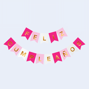 Guirlande de fête Joyeux Anniversaire Lettres Rose et Or 16 pièces 4M 8445178019287 - Product Image 1