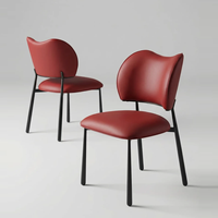 Fauteuil en cuir rembourré vert confortable, design italien de luxe léger, pieds en métal, pour appartement, salle à manger, bureau à domicile