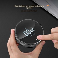 Schwarzer Runder Aufladbarer LED-Display Digitaler Rotierender Küchentimer Magnetischer Countdown-Timer für Fitness Backen Lernen