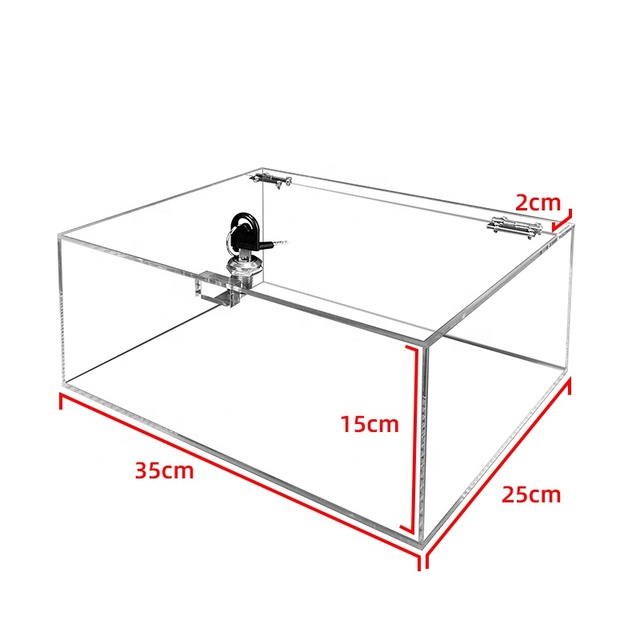 Clear Acrylic Christmas Gift Box With Fashion Lock Durable Storage PMMA Plastic Sticker Logo