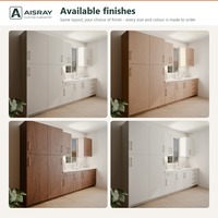 Armoire de cuisine en mélamine au design luxueux, boîtes d'armoires en panneaux de particules, dimensions personnalisées et finitions de portes coordonnées
