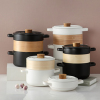Casserole en terre cuite de style japonais pour riz au macaron, pot à mijoter à haute température, pot à soupe de style japonais pour la maison, casserole