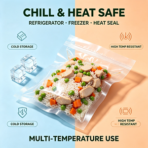 Sacs sous vide de qualité alimentaire sans BPA avec fermeture éclair, sacs en plastique à trois soudures latérales transparents et étanches pour repas préparés - Product Image 5