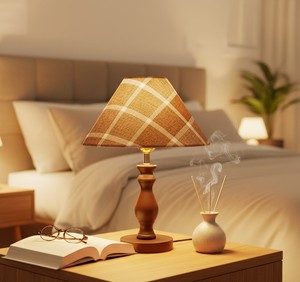 Veilleuse LED à commande tactile, base en bois, blanc chaud 2700K, alimentée par piles, IRC 90, durée de vie 25000 heures, intensité variable, forme champignon - Product Image 3