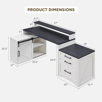 Bureau de bureau à domicile en forme de L, bureau d'ordinateur de ferme moderne avec classeur lettre T4 F4 légal, bureau d'étude