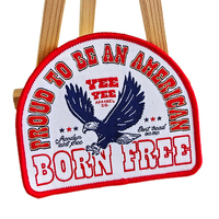 Écussons de marque personnalisés en tissu tissé gaufré faits à la main à coudre, avec décorations en PVC et paillettes, forme ronde pour vêtements et sacs